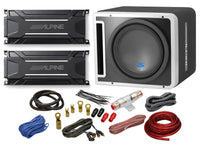 Alpine S-SB12V 12" Vented Loaded Halo Enclosure with Alpine KTA-30MW Mono and KTA-30FW 4-Channel Weather Resistant Amplifiers