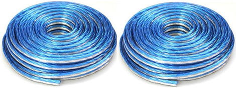 2 DC Sound DSWT18B50 18 Gauge Premium Speaker Wire 50ft Clear Blue/White