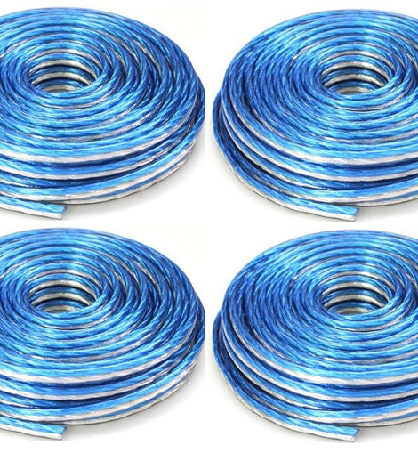 4 DC Sound DSWT18B100 18 Gauge Premium Speaker Wire 100ft Clear Blue/White