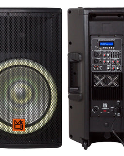 Mr. DJ SYNERGY15 15 Inch 4500W 2-Way Powered Active Speaker 4 Ohm Stage Bluetooth Audio Speaker