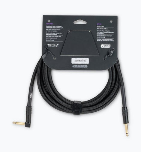 On-Stage OSPRO-ICR-15 Production-Grade Braided Instrument Cable (Right Angle to Straight) 15 ft
