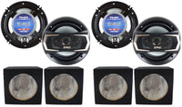 2 Pair Absolute TQ-654 6.5" 400W 4-Way Speakers + 6X9" Enclosure Empty Box