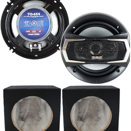 2 Pair Absolute TQ-654 6.5" 400W 4-Way Speakers + 6X9" Enclosure Empty Box