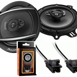 Pioneer TS-A1680F 6.5" 350-Watt 4Way Speakers + Metra 72-4568 Speaker Harness for Selected General Motor Vehicles + Absolute Cell Phone Magnet