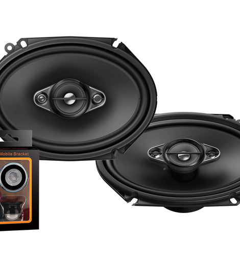 Pair of Pioneer 5x7/ 6x8 Inch 4-Way 350 Watt Car Audio Speakers | TS-A6880F (2 Speakers) + Free Absolute Mobile Bracket Holder