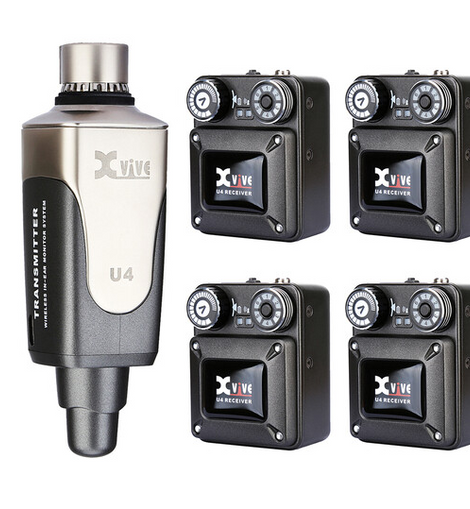 Xvive Audio U4R4 2.4 GHz Wireless In-Ear Monitor System with Four Receivers