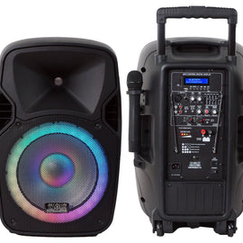 Absolute USPROBAT12 3000 Watts Professional 12" Speaker PA System 2 Wireless Mics Bluetooth Rechargeable