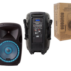 Absolute USPROBAT15 15" Speaker 3500W PA DJ System Wireless Mic Bluetooth Rechargeable