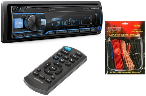 Alpine UTE-73BT In-Dash Digital Media Receiver with Bluetooth Remote Control & KIT10 Installation AMP Kit