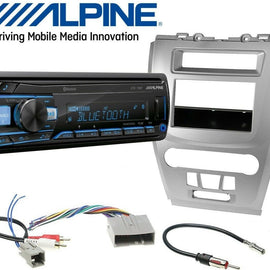 Alpine UTE-73BT, Single-DIN Digital Media Stereo w/ Bluetooth, USB & Auxiliary + Metra 99-5821S Single or Double DIN Dash Kit for Ford Fusion 2010-2012 - Silver