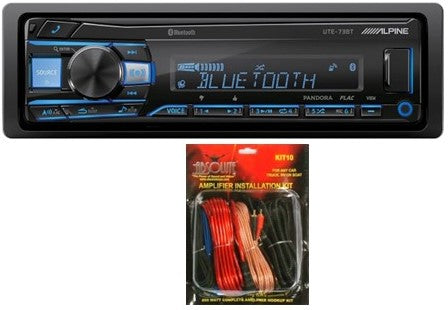 Alpine UTE-73BT In-Dash Digital Media Receiver with Bluetooth & KIT10 Installation AMP Kit