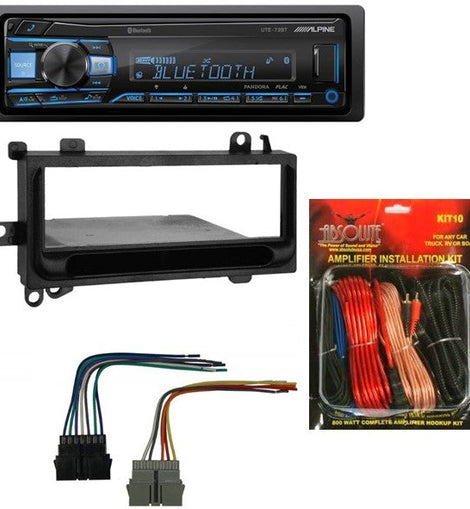 Alpine UTE-73BT Single-DIN Car Digital Media Stereo for 1994-2001 Dodge Ram & KIT10 Installation AMP Kit