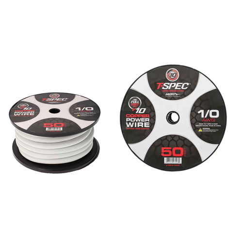 T-SPEC V10PW-1050 1/0 AWG 50ft Matte Pearl OFC Power Wire - v10 Series