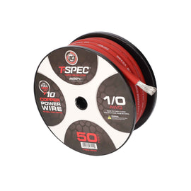 T-SPEC V10PW-1RD50 1/0 AWG 50ft Matte Red OFC Power Wire - v10 Series
