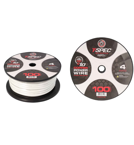 T-SPEC V10PW-4100 4 AWG 100ft Matte Pearl OFC Power Wire - v10 Series