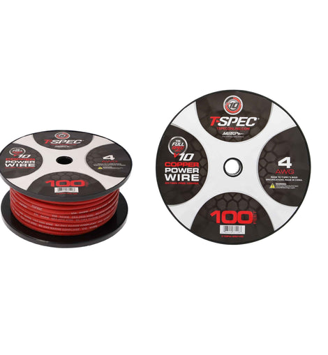 T-SPEC V10PW-4RD100 4 AWG 100ft Matte Red OFC Power Wire - v10 Series