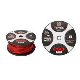 T-SPEC V10PW-8RD250 8 AWG 250ft Matte Red OFC Power Wire - v10 Series