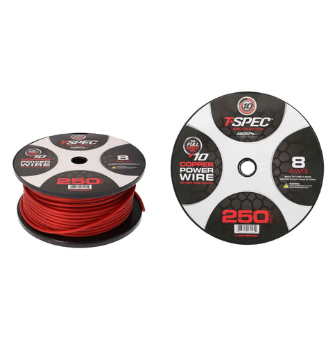 T-SPEC V10PW-8RD250 8 AWG 250ft Matte Red OFC Power Wire - v10 Series