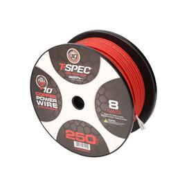 T-SPEC V10PW-8RD250 8 AWG 250ft Matte Red OFC Power Wire - v10 Series