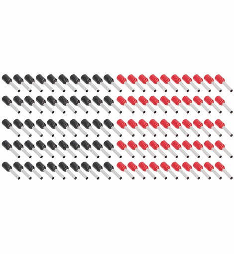 T-SPEC V1618GA-FERR 100-Piece Red and Black 16/18GA Ferrules - Refill Pack