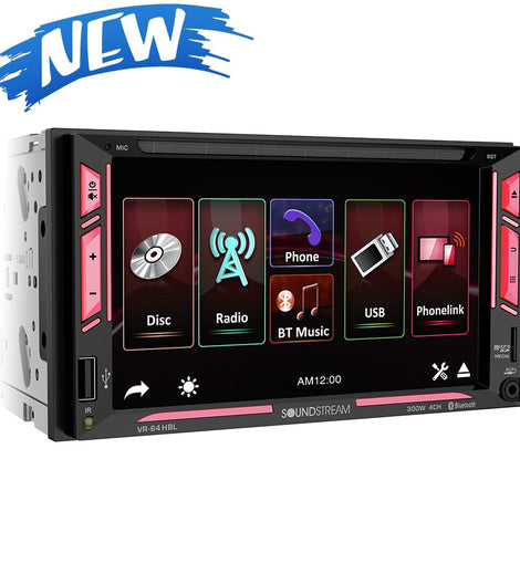 Soundstream VR-64HBL 6.2” 2-DIN DVD/CD Touchscreen Headunit w/ Bluetooth & PhoneLink