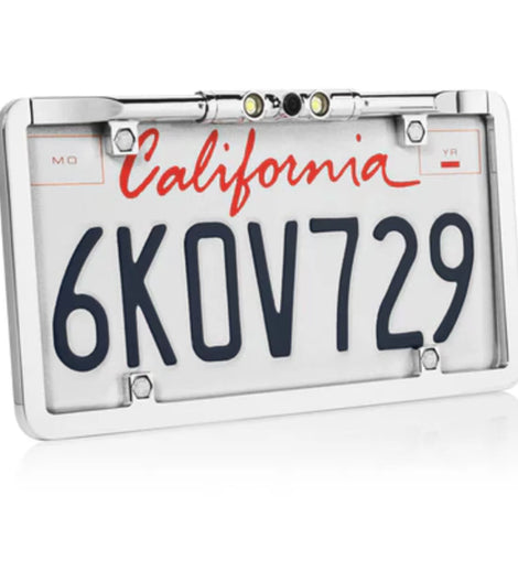 Boyo VTL275LTJ Ultra Slim Full-Frame License Plate Mounted Backup Camera with Trajectory Parking Lines and LED Lights