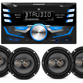 Dual XDM27BT Digital Media Receiver + 2 Soundstream PS-65 6.5" 4-Way Car Speakers Package