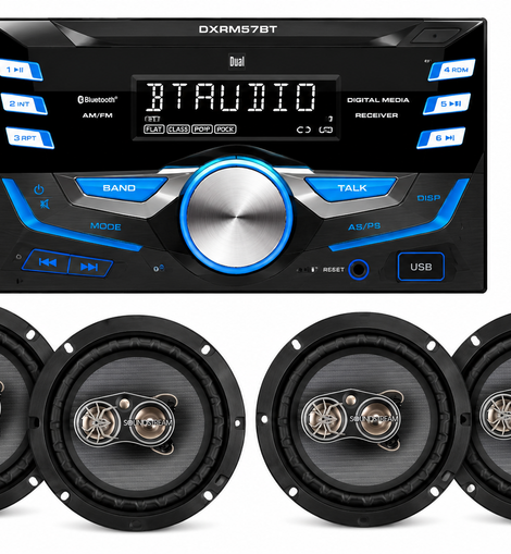 Dual XDM27BT Digital Media Receiver + 2 Soundstream PS-65 6.5
