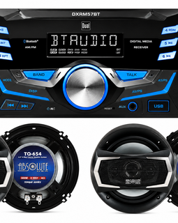 Dual XDM27BT Digital Media Receiver + 2 Absolute TQ654 6.5" 4-Way Car Speakers Package (Copy)