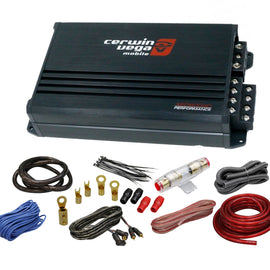 Cerwin Vega XED6004D 500W MAX 4 Channel XED Series Car Micro Compact Amplifier + 4 Gauge Amp Kit