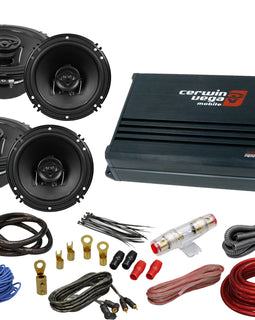 Cerwin Vega XED6004D 500W MAX 4 Channel Car Micro Compact Amplifier & 4 X XED-62+6.5" Speaker + Absolute KIT4 4 Gauge Amp Kit