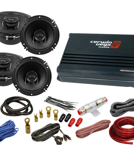 Cerwin Vega XED6004D 500W MAX 4 Channel Car Micro Compact Amplifier & 4 X XED-62+6.5