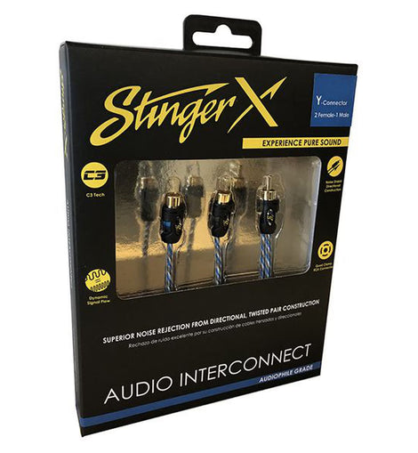 Stinger XI12YF X1 Series 2 Channel Interconnect Y-connector 2 Female/1 Male