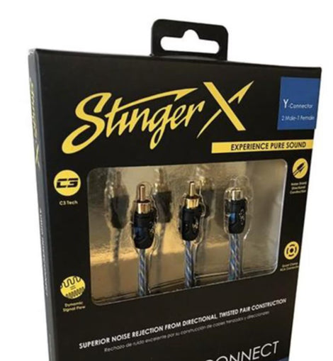 Stinger XI12YM X1 Series 2 Channel Interconnect Y-connector 2 Male/1 Female