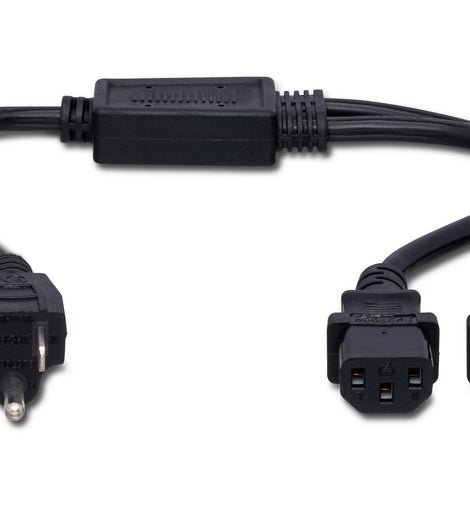 Hosa YIE-406 NEMA 5-15P to Dual IEC C13 Power Y Cable - 1.5 foot