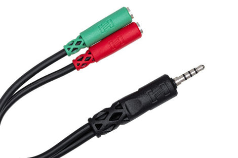 Hosa YMM-108 Headset/Mic Breakout Cable, 3.5 mm TRRS to Dual 3.5 mm TRSF