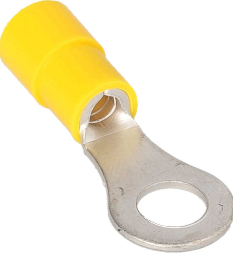 Install Bay YNRT14 Yellow Nylon Ring Terminal 12-10 Gauge 1/4 in Package of 100