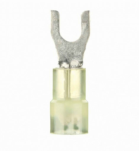 Install Bay YNST6 Yellow Nylon Spade Terminal 12-10 Gauge #6 - Package of 100