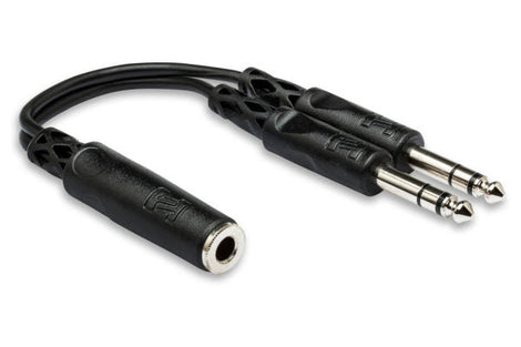 Hosa YPP-308 Y Cable - 1/4 inch TRS Female to Dual 1/4 inch TRS Male