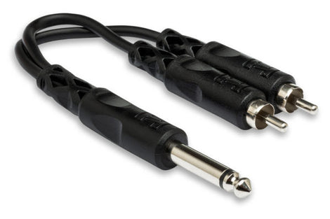 Hosa YPR-124 Y Cable - 1/4 inch TS Male to Dual RCA Male