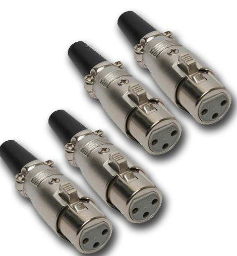 MR DJ XLRFH4 4 3-Pin XLR Female Connector Heads for Audio Microphone & DMX Cable Applications
