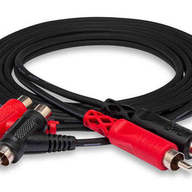 Hosa CRA-201PB, Dual RCA to Dual Piggyback RCA Stereo Interconnect Cable - 1 Meter