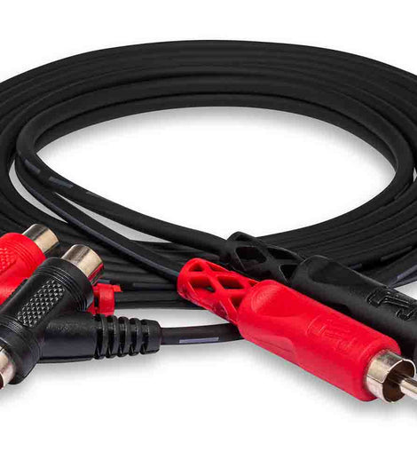 Hosa CRA-201PB, Dual RCA to Dual Piggyback RCA Stereo Interconnect Cable - 1 Meter