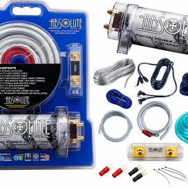 Absolute KITCAP0GASI 0 Gauge Amplifier Installation Kit & 4 Farad Digital Capacitor Package