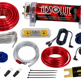 Absolute KITCAP0GARD 0 Gauge Amplifier Installation Kit & 4 Farad Digital Capacitor Package