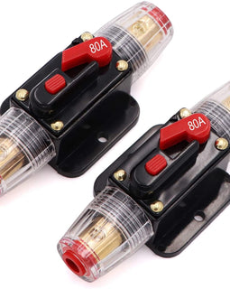 2 Absolute ICB80 4-8-AWG 80 Amp In-line-Circuit Breaker Manual Reset Manual Reset Car Auto Marine Boat