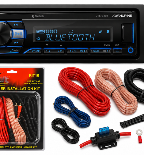 Alpine UTE-83BT Digital Media Receiver Remote Control + KIT10 Installation AMP Kit