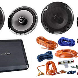 4) Alpine SPE-6000 6.5" 480 Watt Car Audio Speakers+BBX-F1200 4 Channel Amplifier + 4G Amp Kit