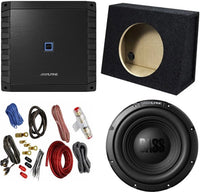 Alpine W10S4 10" Loaded Sub Box Enclosure + S2-A60M 1200W Amplifier + Amp Kit