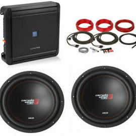 Alpine S2-A36F 4-Ch Amplifier + 2 Cerwin-Vega 12" Subwoofers + Absolute 8G Amp Kit